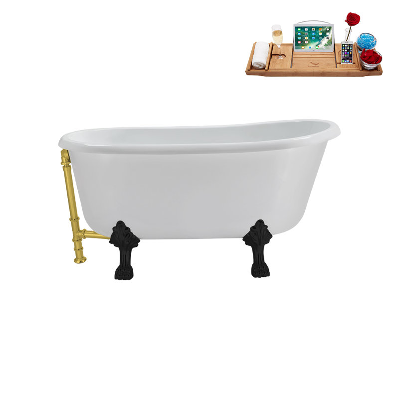 57.5'' x 29.5'' Soaking Acrylic Bathtub, Polished Gold, Matte Black