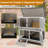 2-Story Rabbit Hutch with Wheels, Wooden Bunny Cage with 2 Pull-Out Trays and Waterproof Roof