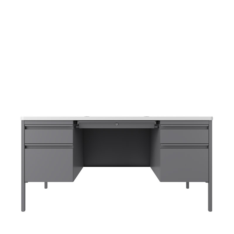Synthetic Laminate Steel Computer Desk, Platinum/White