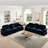 Blue 3 - Seat Sleeper Couch With Silver Threaded Chenille, Curved Shape Cushion Back, Flared Arms, Removable Ruffles Pleats Skirts, And Spindle Legs, Different Arrangements Petal Shaped , Soft