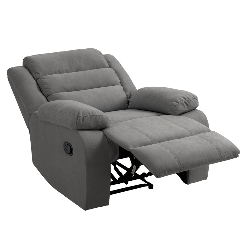 Ameiah Upholstered Gray Chenille Manual Push Back Recliner Chair with Wingback, Gray