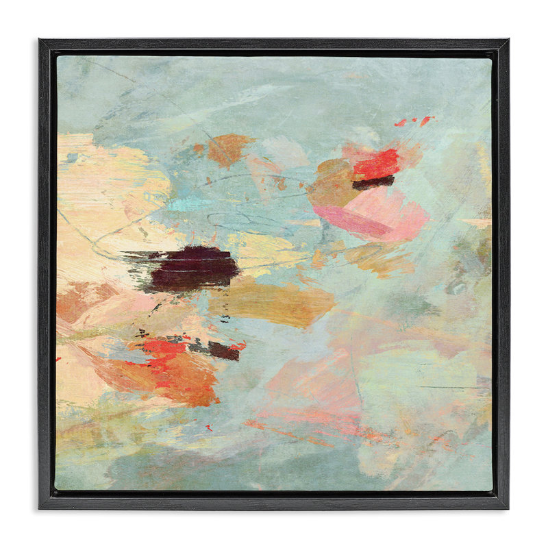 «Sweep Subtle Abstraction», art par Suzanne Nicoll, Cadre flottant noir de jais, H 18 po x l 18 po