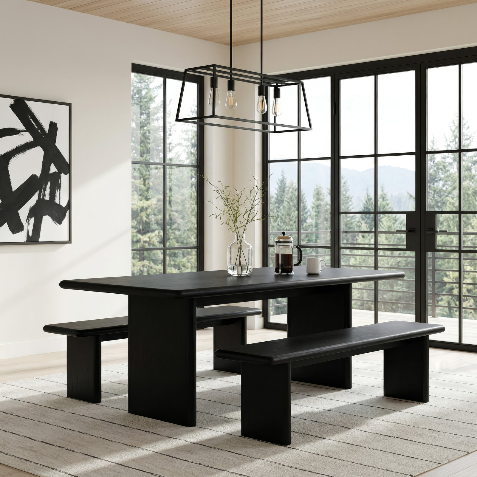 Soleil 64" Dining Bench, Black
