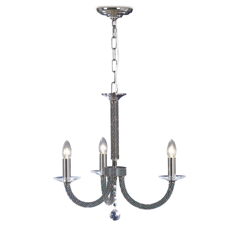 Gelnett 3 - Light Candle Style Chandelier, Black Chrome
