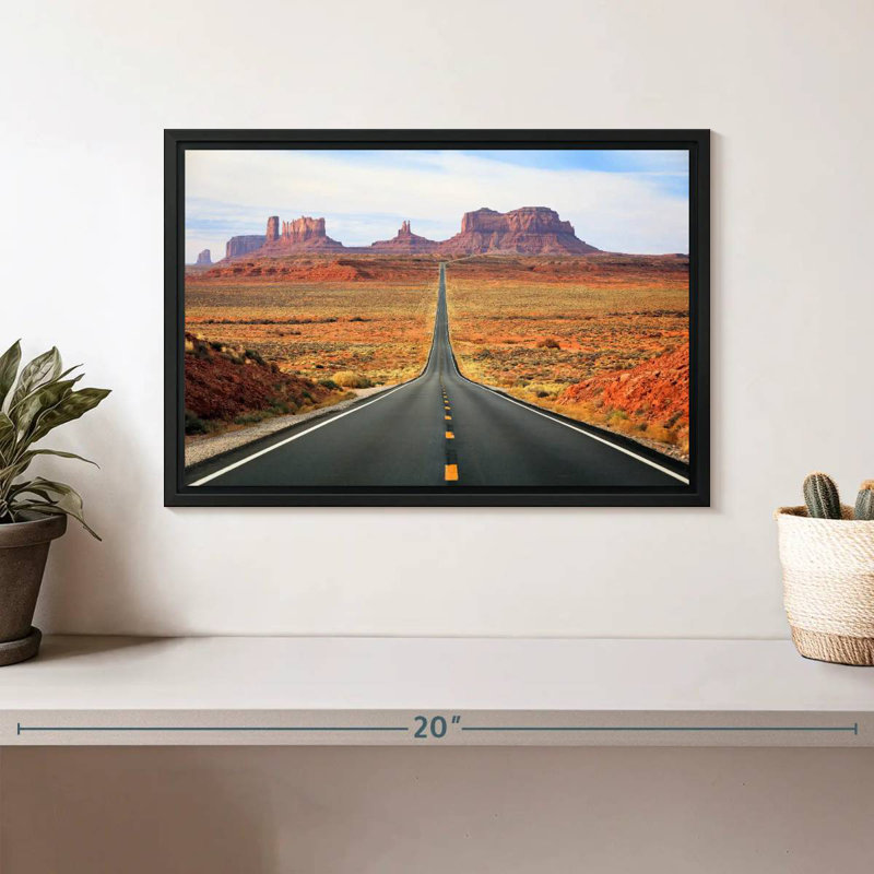Route célèbre vers Monument Valley, Cadre flottant noir, 13 po x 9 po