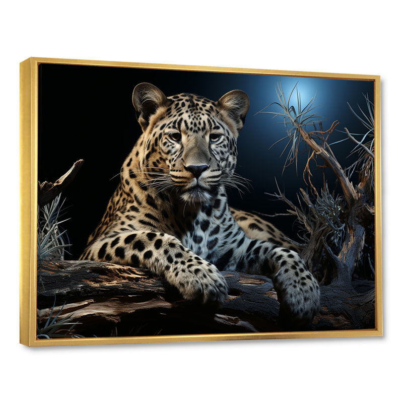 Impression sur toile léopard, reproduction d'animaux de la jungle au clair de lune - camouflage léopard au clair de lune