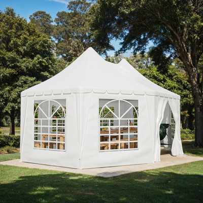 20x15 ft White Party Tent with 1 Doors and 7 Windows for Party, Event,Picnic