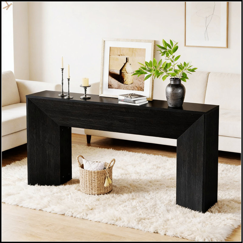 Sleek Wooden Sofa Table With Modern Farmhouse Style, Perfect For Entryways And Living Rooms, Combining Rustic Charm And Contemporary Design.