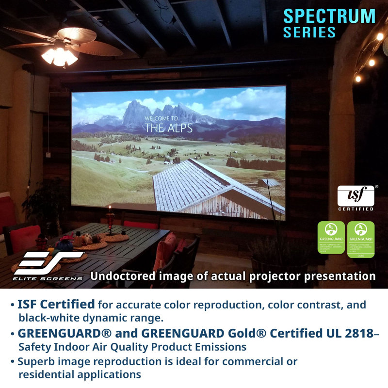 Spectrum Elecric Matte White Front Projector Screen, 140" Diag., 4:3, 84"x112"", IR/RF Remotes, 12v trigger, White Casing