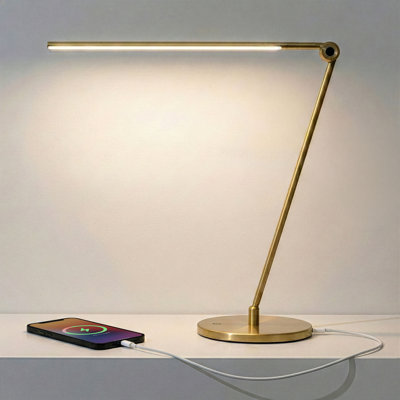 Lampe de bureau à DEL industrielle 20 po Libra, abat-jour réglable, port USB-C et gradateur à bouton tactile