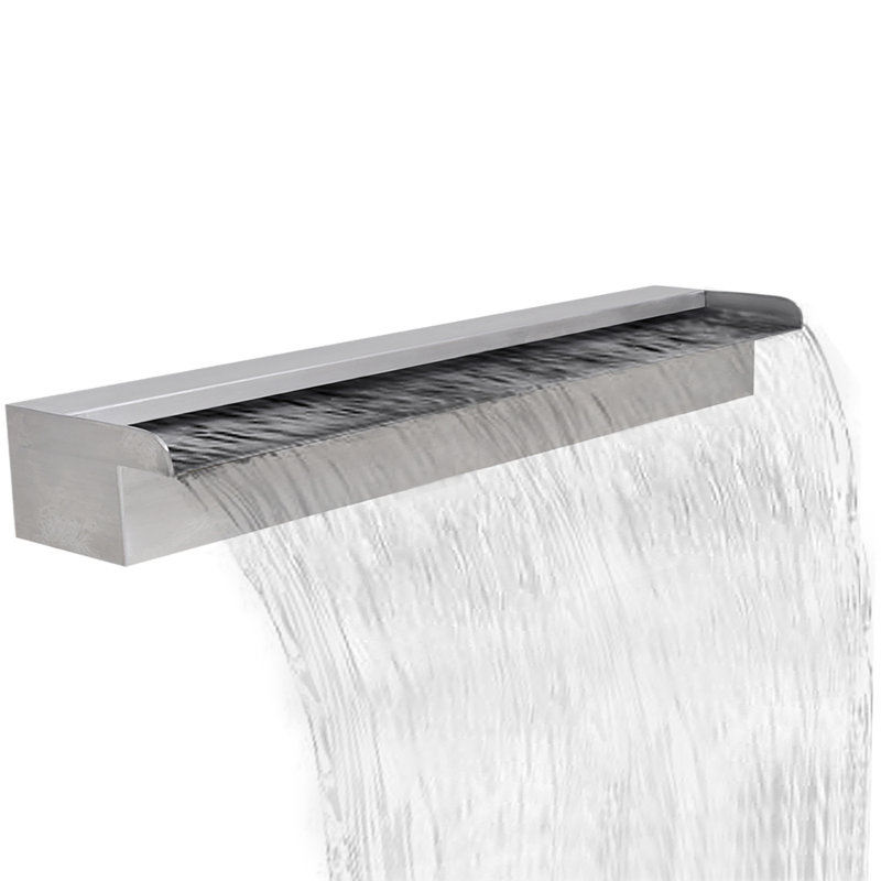 Wheaton Outdoor Stainless Steel Waterfall Fountain, 8cm H x 90cm W x 11.5cm D