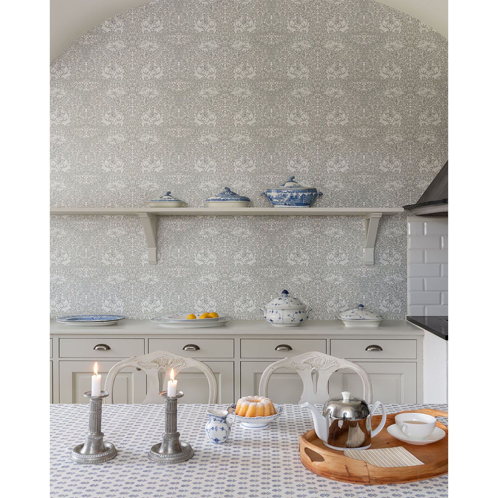 African Marigold Floral Wallpaper, White