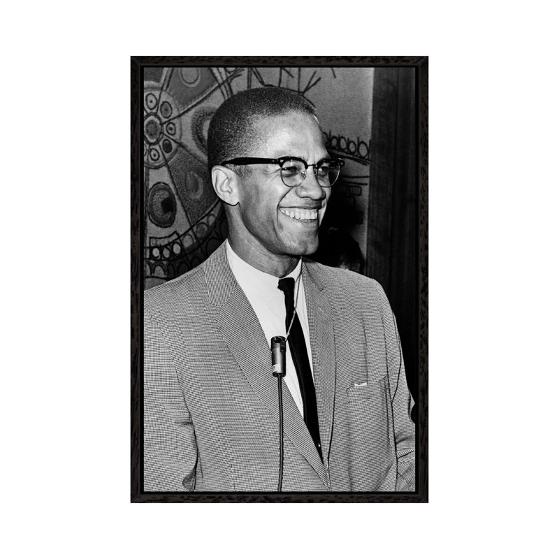 Malcolm X (1925-1965) by Ed Ford - Print on Canvas, Black Framed, 66.04 cm H x 45.72 cm W