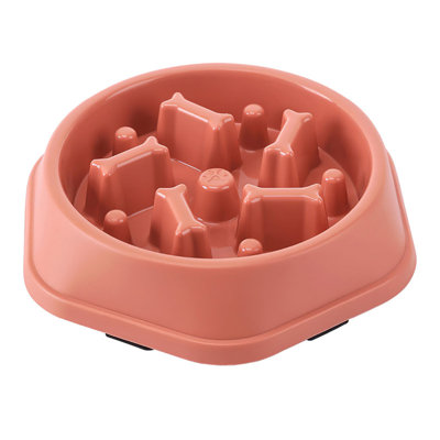 Polypropylene Slow Feeder Dog Bowl Anti-Choking Interactive Pet Food Bowl for Small Medium Dogs;Blue and Pink 2pcs