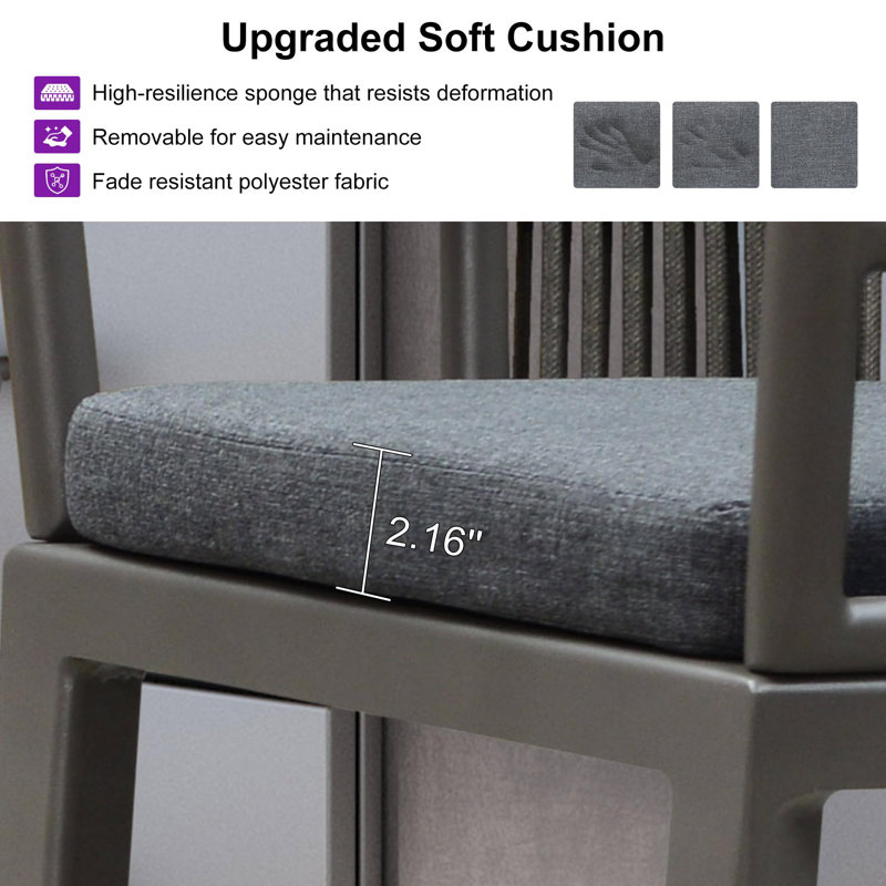  Tabourets de bar de patio avec dossier et accoudoirs ergonomiques, Gris foncé, Gris fumée