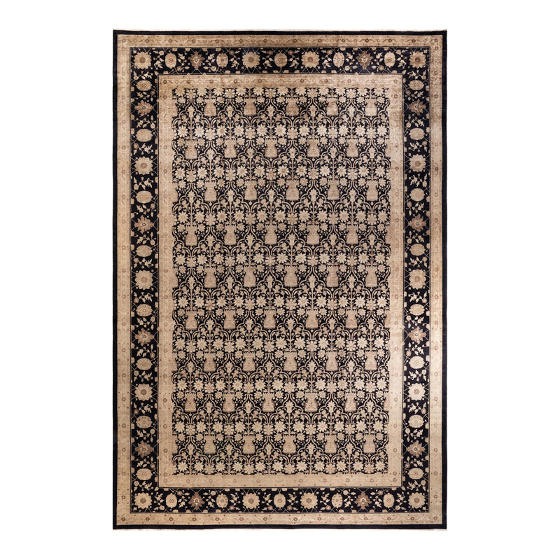 One-of-a-Kind 11' 10" X 18' 2" 2010s Wool Area Rug in Black