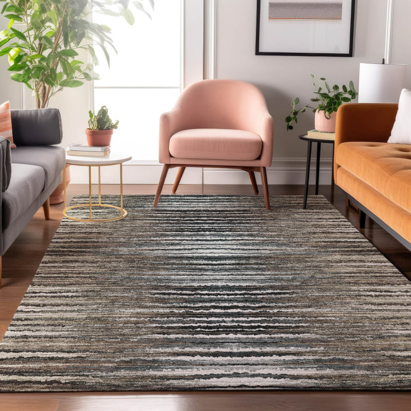 Tapis brun Cerrito AMF604 lavable à la machine de qualité supérieure, Rectangulaire 8 pi x 10 pi