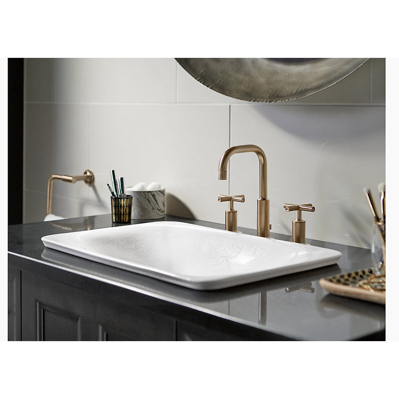KOHLER Sartorial Paisley Carillon ARTIST EDITIONS Rectangle Wading Pool Bathroom Sink, Black