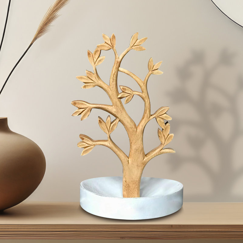 Organisateur de bijoux en bois massif fabriqué à la main - Décoration de Noël et cadeau de fête des Mères pour maman