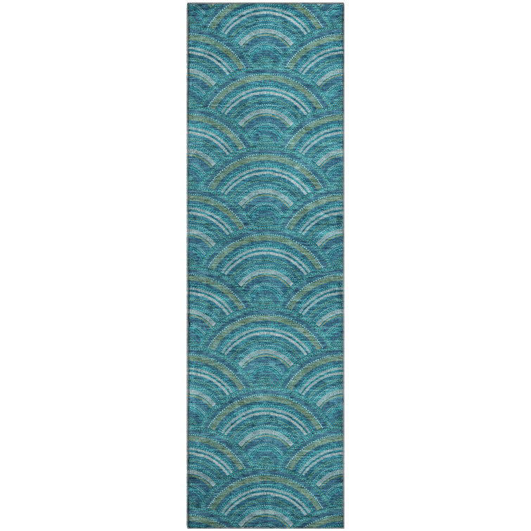 Premium Machine Washable Prisco Teal Rug
