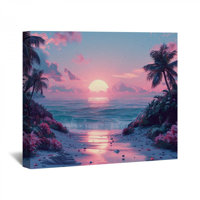 «Beach Sunset», reproduction sur toile encadrée, H 20 po x l 30 po x P 3 po
