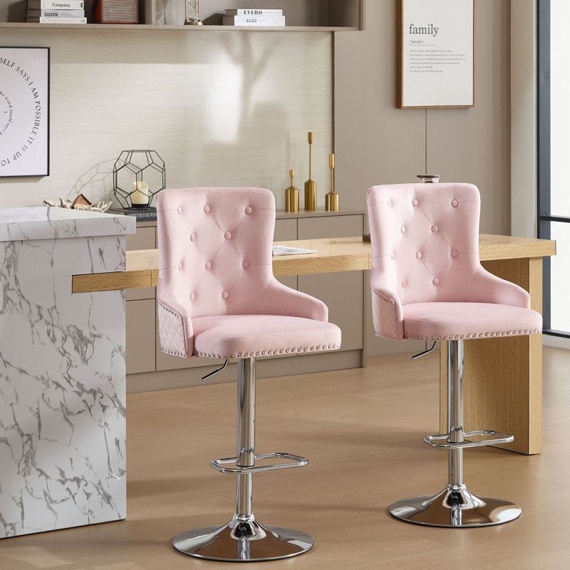 Tabouret de bar réglable en hauteur Markfrancis, Rose