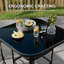 Table bistro extérieure 31,5 pouces avec plateau carré en verre trempé et structure en métal pour patio
