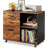 3-Drawer Wood File Cabinet, Mobile Lateral Filing Cabinet, Printer Stand With Open Storage Shelves For Home Office