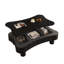 Table basse relevable pour salon, 107 cm (42 pouces), rangement à panneaux cannelés, réglage hydraulique, finition anti-rayures, noire. Conception latérale, zones de rangement dissimulées, levage en douceur, formes arrondies.