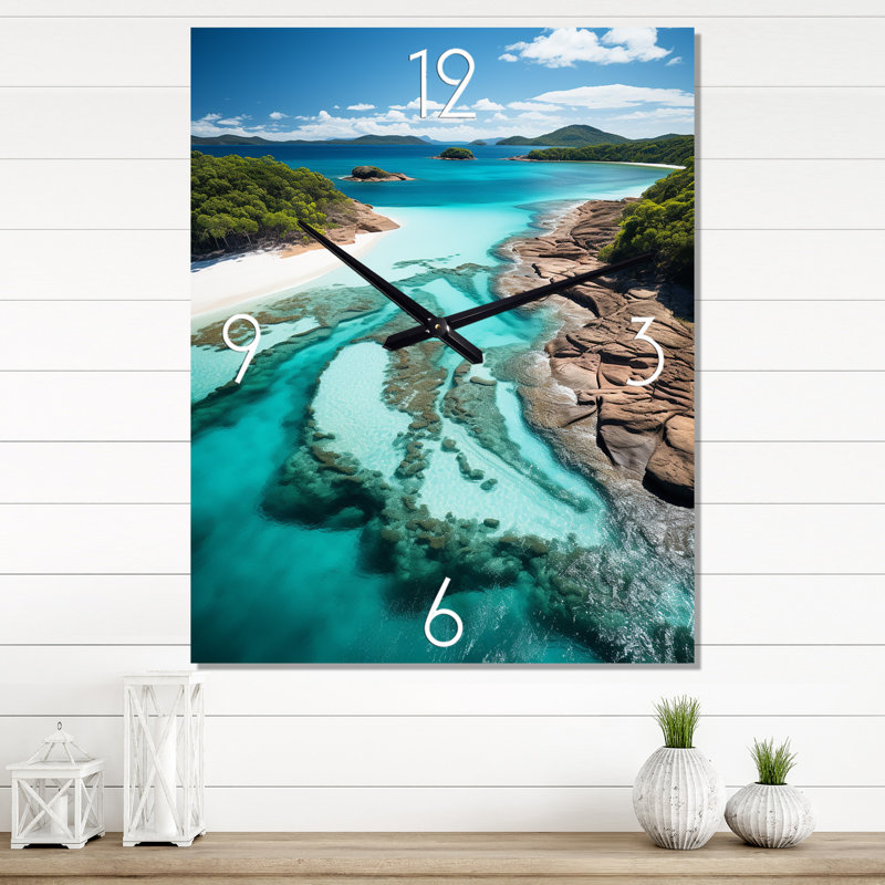 Australie Whitsunday Island Paradise II - Très grandes horloges murales nautiques et de plage, H 32 po x l 16 po x P 1 po