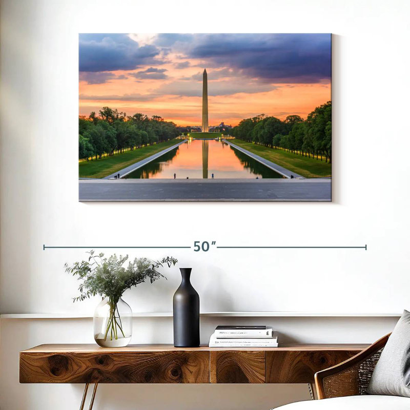 Monument de Washington au coucher du soleil, H 26 po x l 39 po