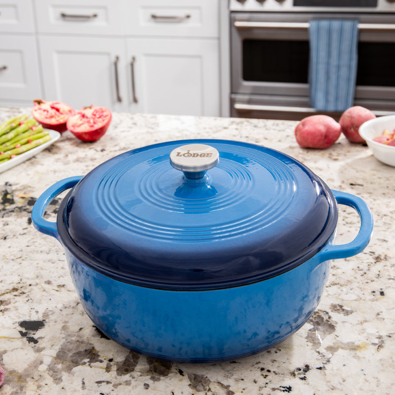 Blue Enameled Cast Iron 7.5 Quart Dutch Oven