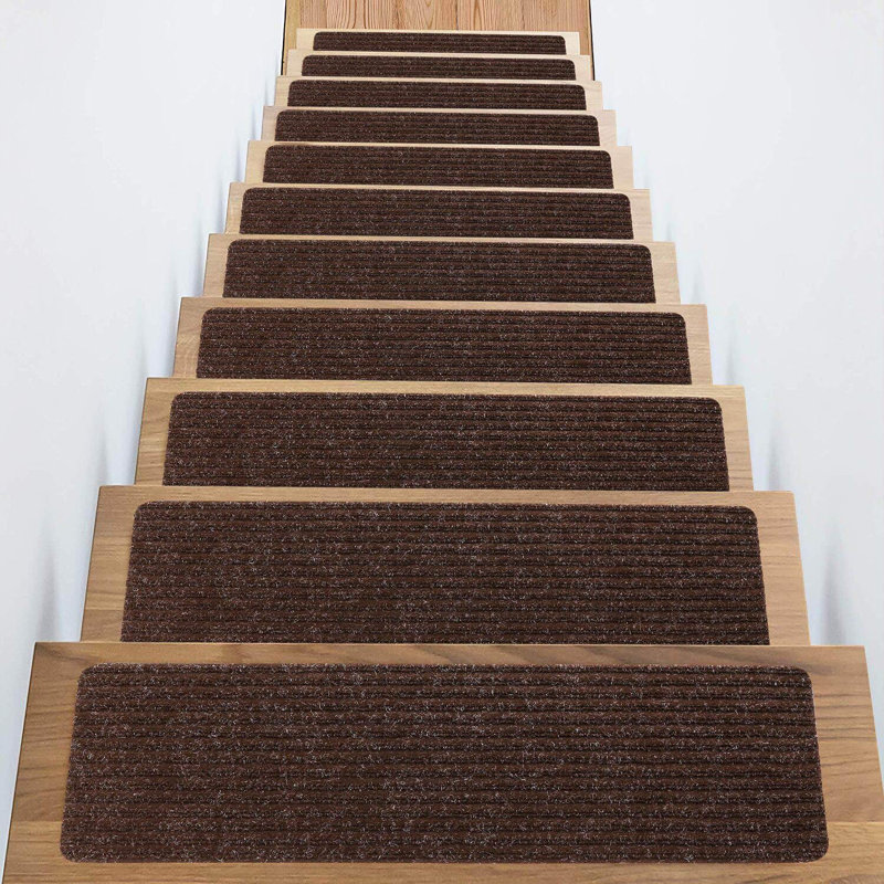 Tapis d'escalier antidérapant 8 po x 30 po - Tapis d'escalier pour marches intérieures en bois, Brun, Runner 8" x 2'6", 16