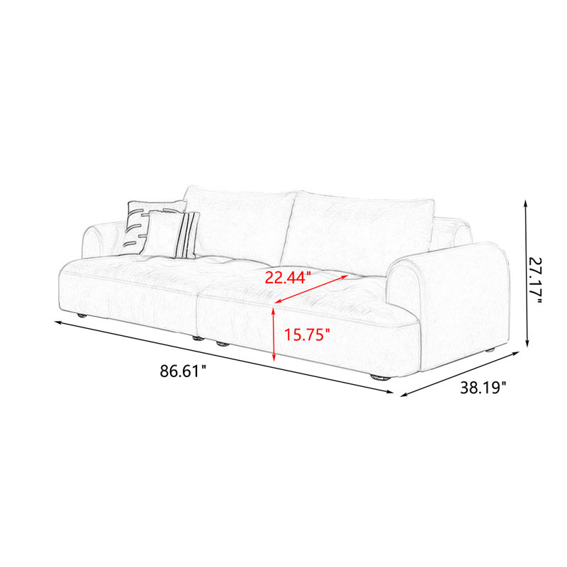 Coussin modulaire beige en polyester, H 27,17 po x l 86,61 po x P 38,19 po