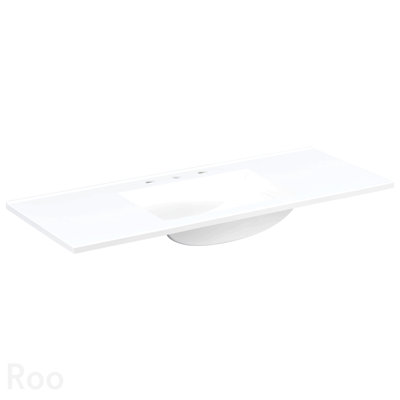 Bathroom Storage - 48" Composite Bathroom Vanity Top With Integrated Basin, White Vanity Sink Top With 3 Faucet Holes, Countertop Only