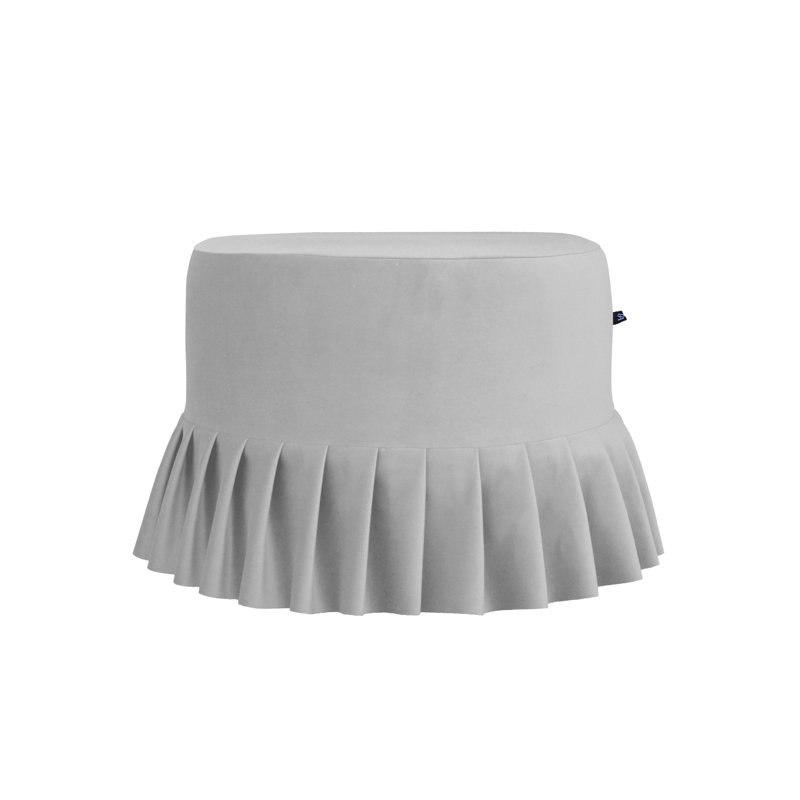 50cm Wide Round Solid Colour Ottoman, Light Gray