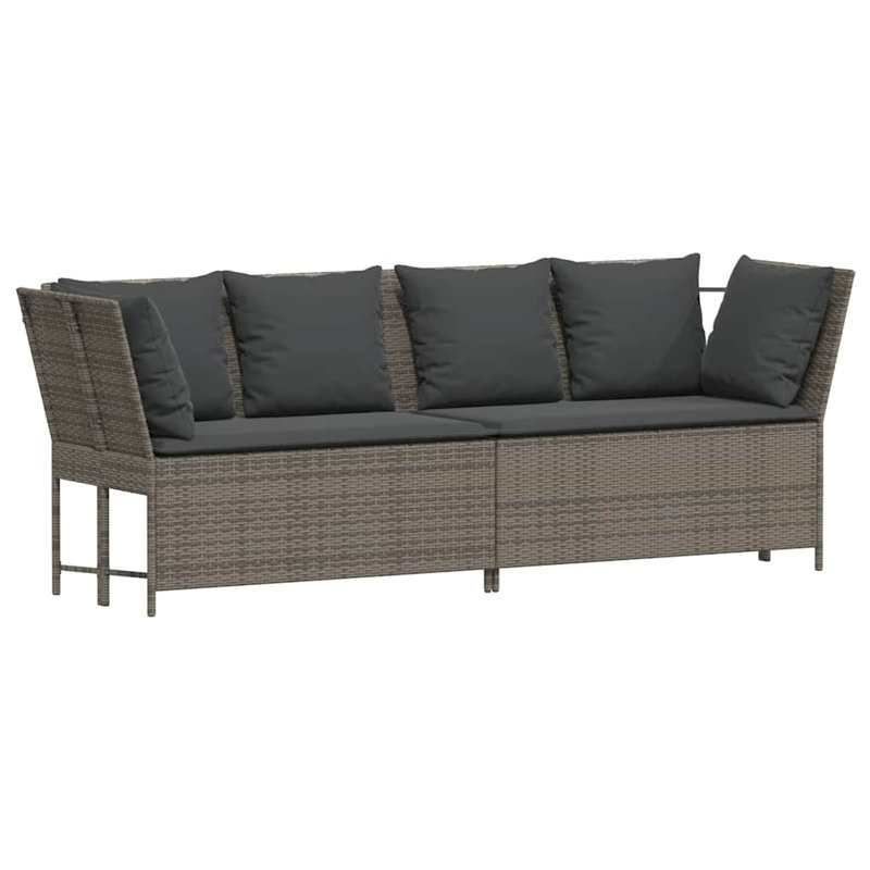 Patio Sofa With Cushions Brown Poly Rattan, Gray, Dark Gray