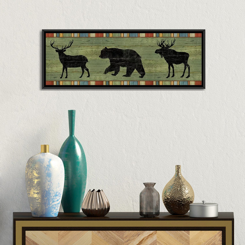 Lake Lodge, impression sur toile tendue, H 12 po x l 36 po x P 1,5 po, Toile avec cadre noir
