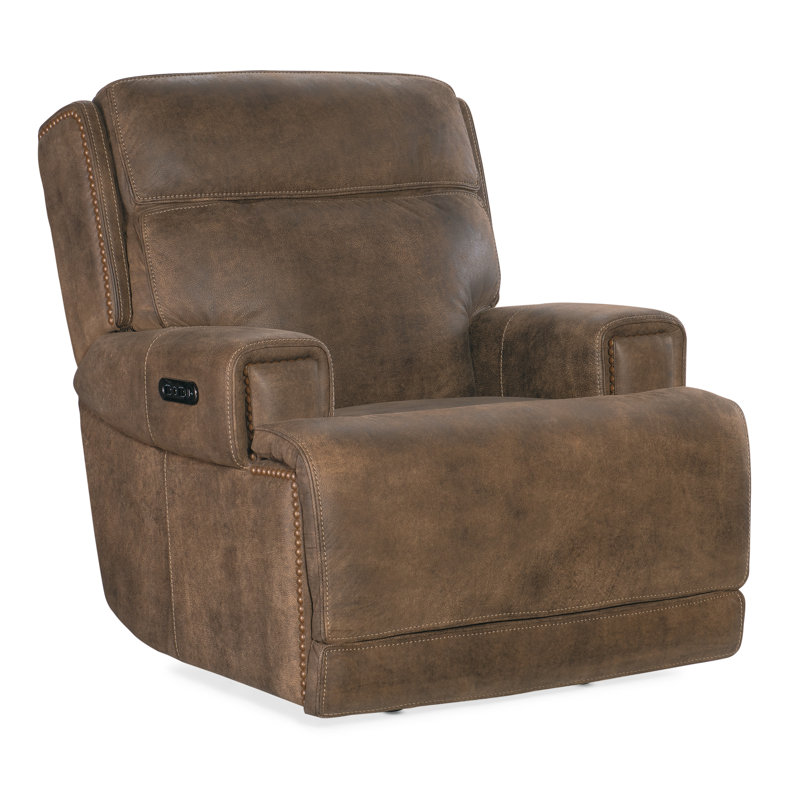 Seville Timber Brown Leather Reclining Armchair