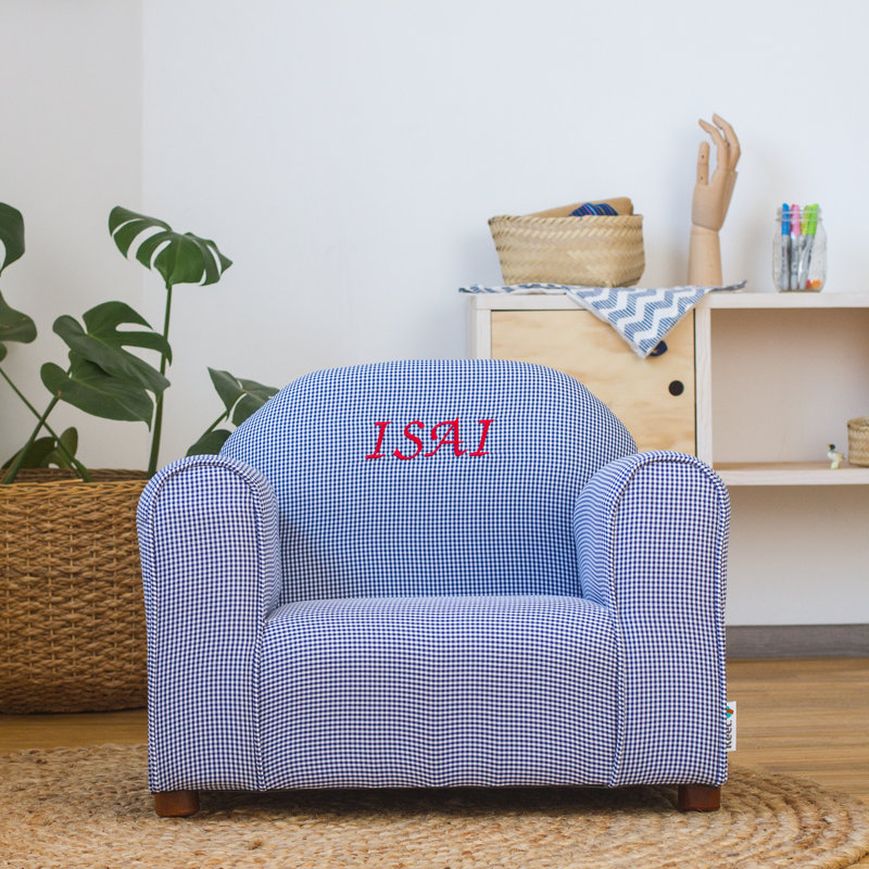 Fauteuil club personnalisé Keet, Gingham, Rose vif, Oui, Marine