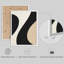 "Modern Abstract Curves", ensemble de 3 reproductions d'art mural encadrées - motif géométrique minimaliste noir, beige et blanc, œuvre d'art contemporaine pour le salon ou le bureau-118383553-118383556