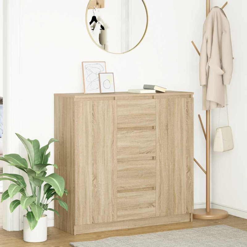 Sideboard With Drawers 100.5X35x98.5 Cm Engineered Wood, Sonoma Oak
