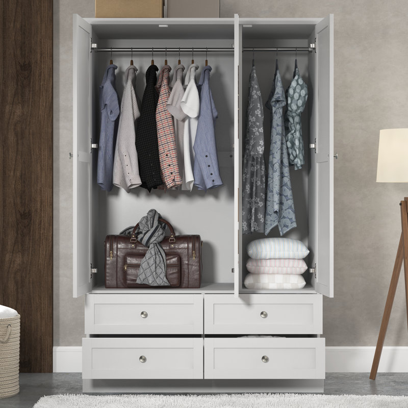 Katalina 3 Door 4 Drawer Wardrobe With Mirror, White