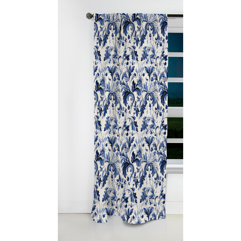 Regal Cobalt Blue Damask Victorian Pattern - Damask Curtain - Blackout Curtain - 1 Panels, 52" W x 84" L