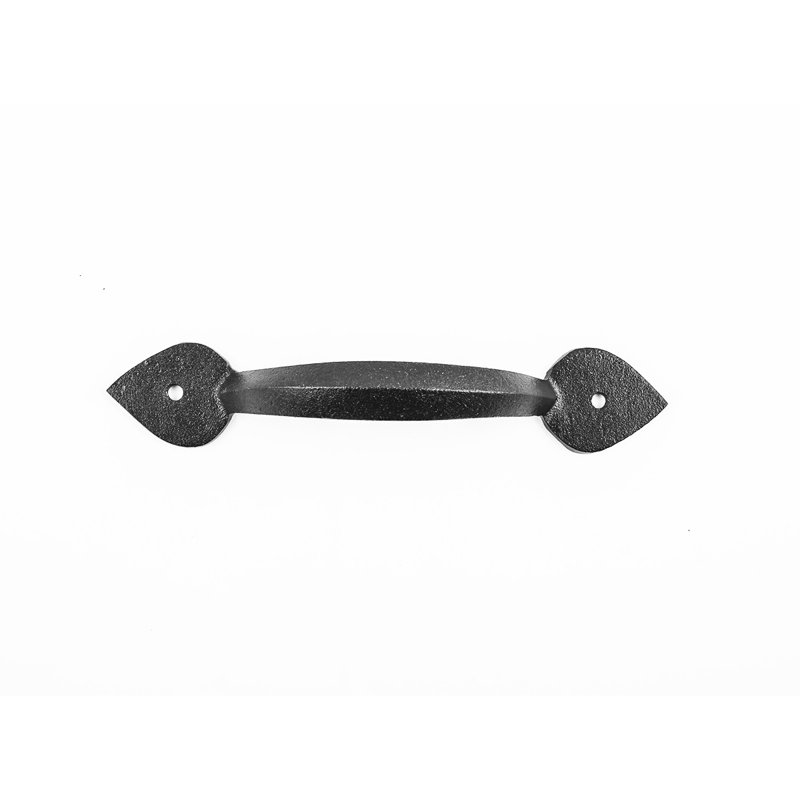 Black Wrought Iron Heart Tip Door Pulls, Set of 4