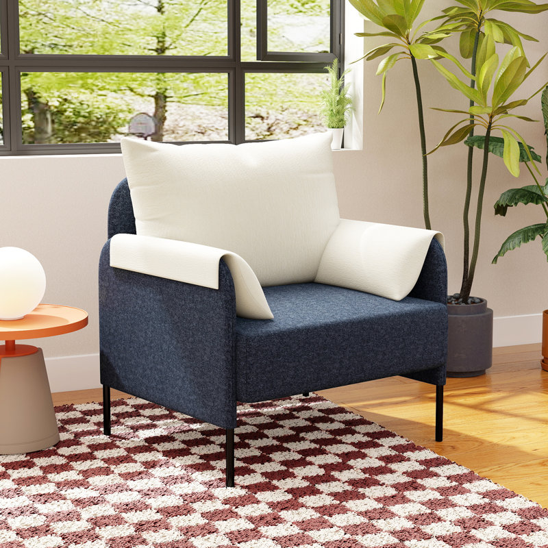 27.5'' Wide Modern Soft Chenille Fabric Upholstered Accent Chair With Padded Armrest, Blue