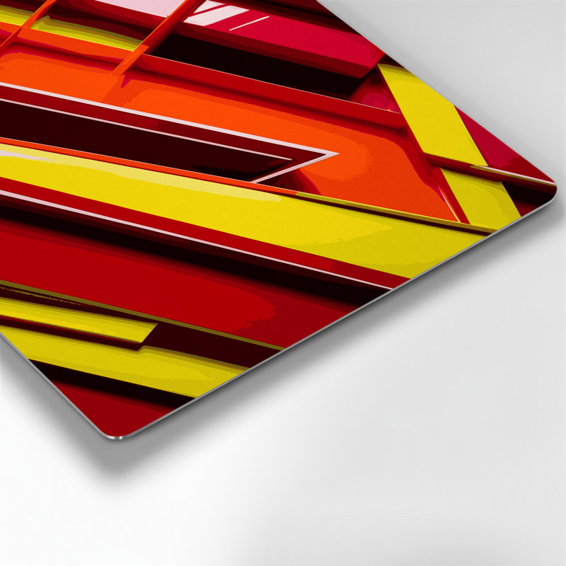 Hard Edge 27, art mural en métal rouge, H 20 po x l 30 po