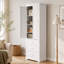 Armoire de rangement autoportante pour salle de bain avec tiroirs, tablettes réglables et poignées en métal