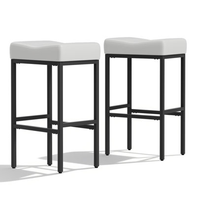 Upholstered Saddle Bar Stools Counter Height Stools Barstools Bar Chairs with Curved Seat & Footrest