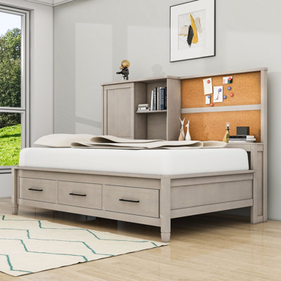 Tafara Twin 3 Drawers Wood Daybed with Shelves and Cork Board by Wildon Home